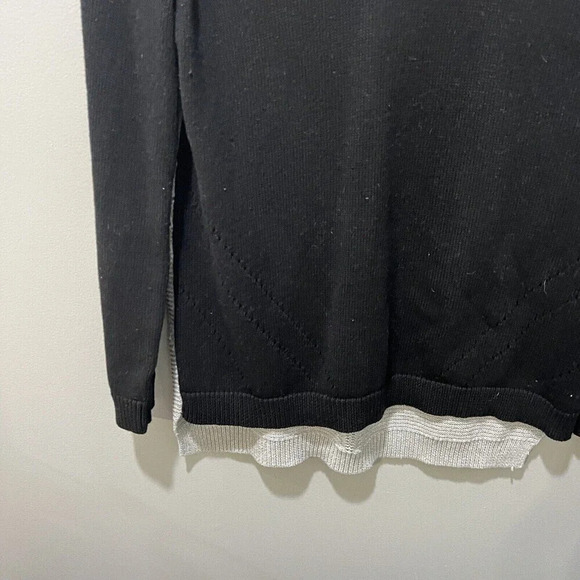 Evolution Cyrus Women’s Black Gray Sweater Medium Colorblock Chunky Knit Back - Picture 6 of 14